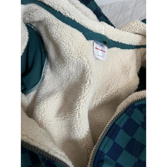 Hanna Andersson Sherpa Lined Teal Checkered Zip Hoodie - Picture 4 of 4